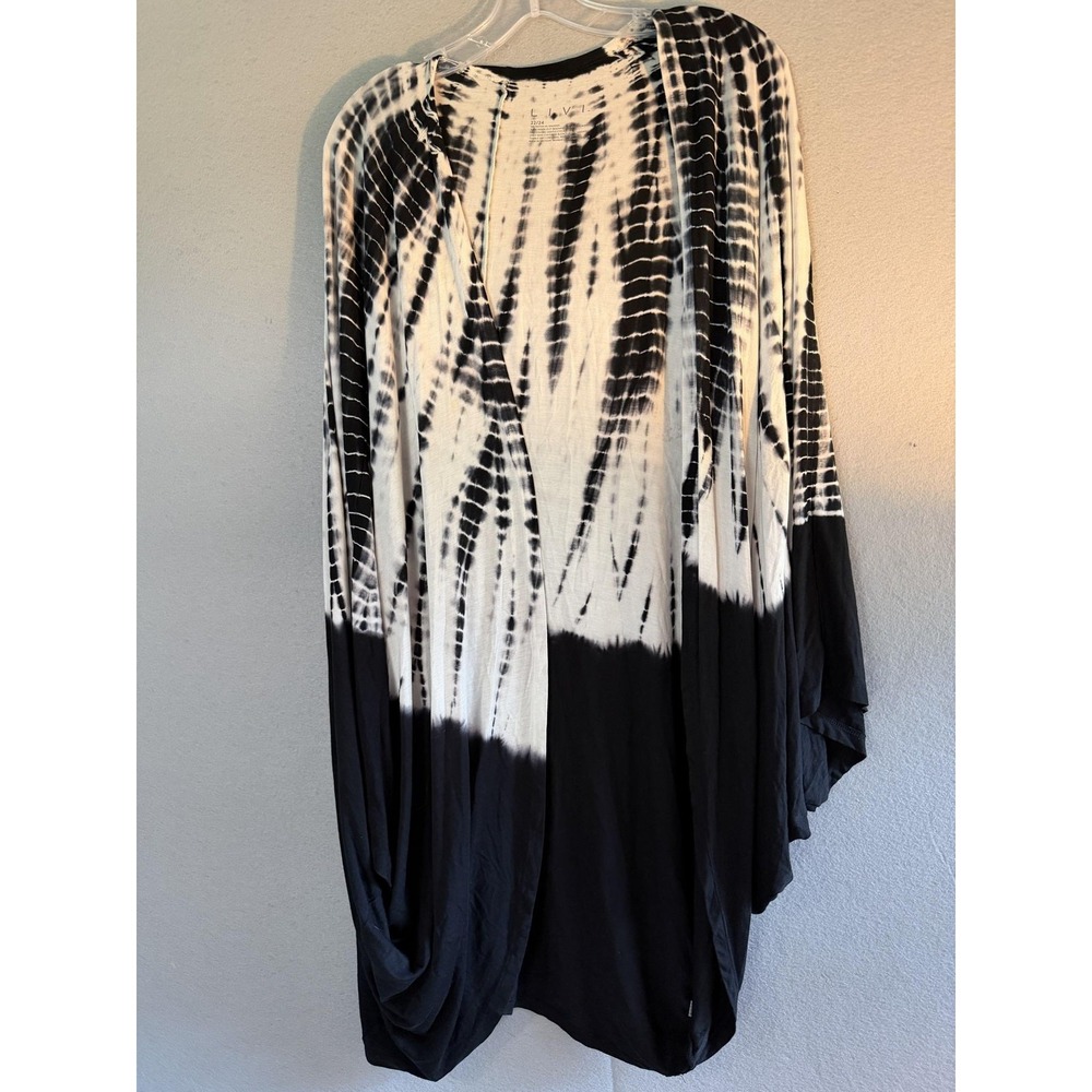 LIVI Shirt Womens 22/24 Black White Tie Dye Dolman 3/4 Sleeve Tunic Top Plus